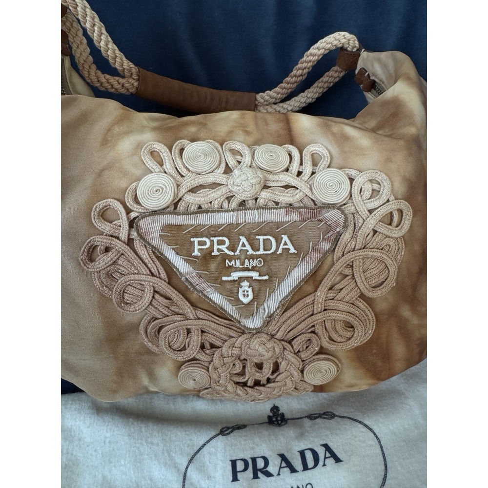PRADA Vintage Nylon Tie Dye Knot Embellished Rope hobo Bag - Picture 6 of 10